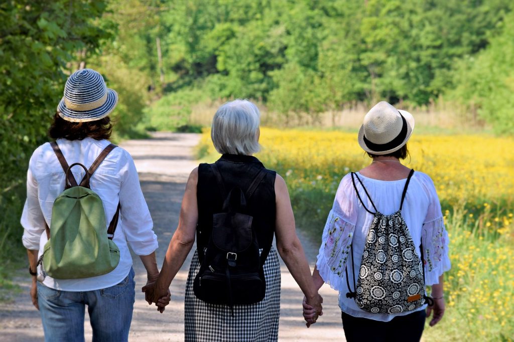 Group of middle aged women enjoying a nature walk